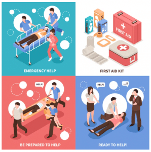 First Aid at Work depicted in an infographics