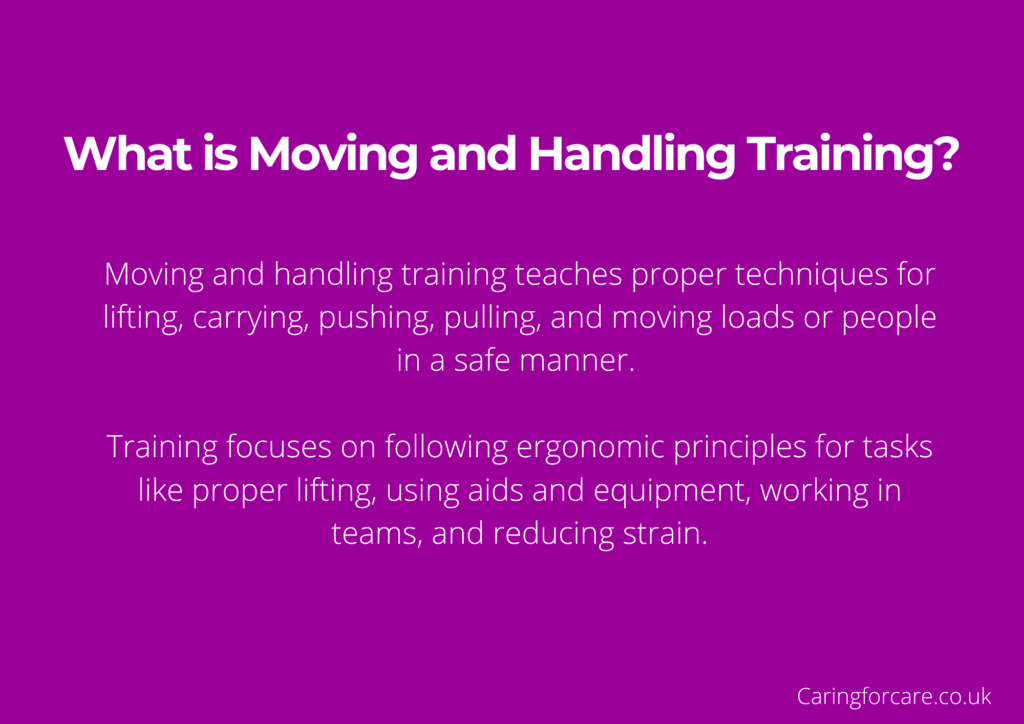 What is moving and handling training? M&H is defined here