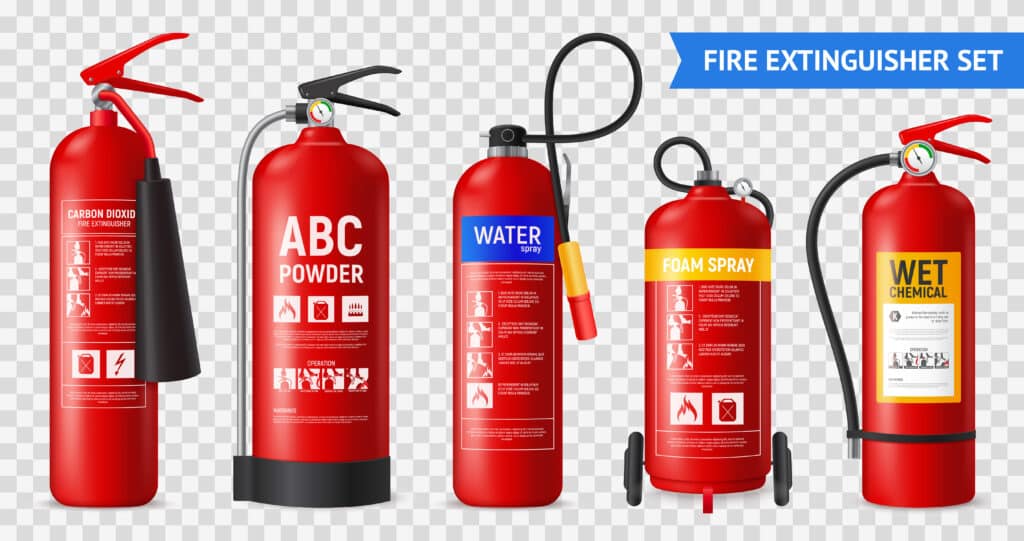 Set of fire extinguishers