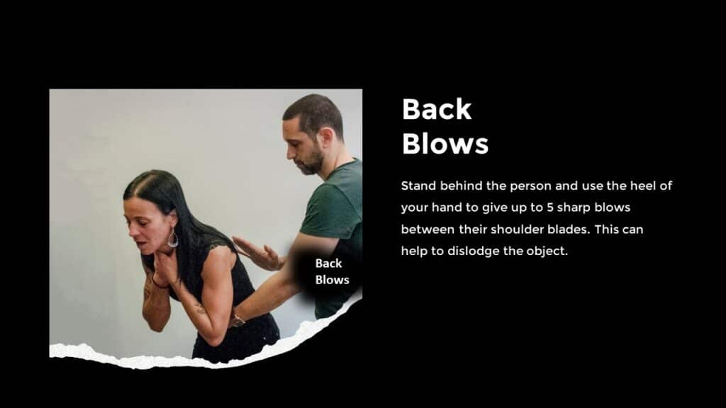 Back Blows used during simple choking