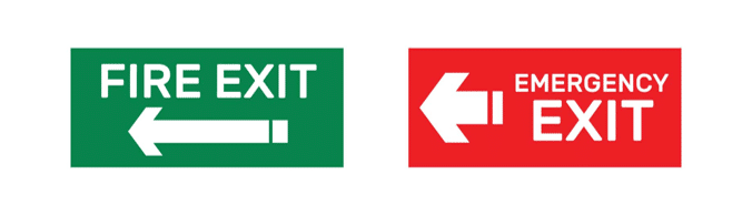 Fire Exits signs and emergency exit signs