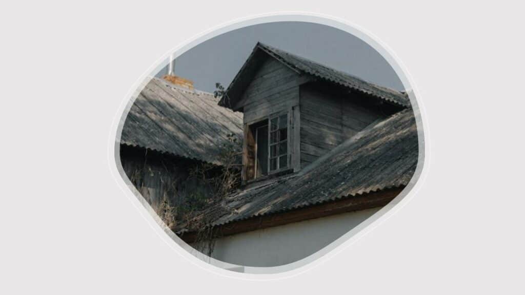 House roof constructed using asbestos components