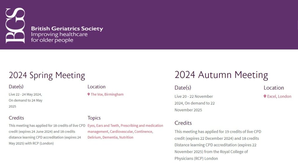British Geriatric Society 2024 Events