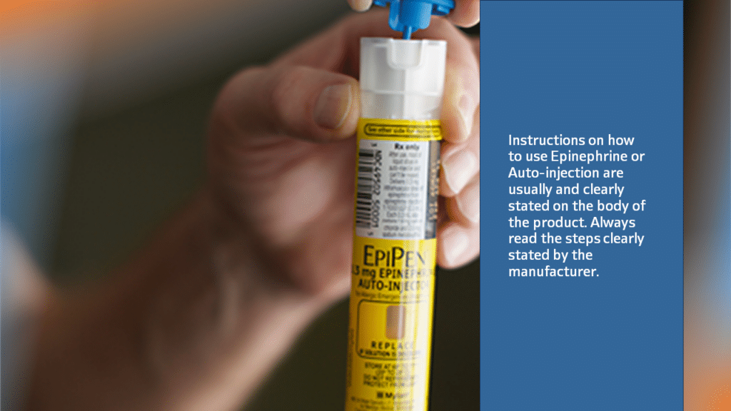 What epipen looks and and the isntruction to read