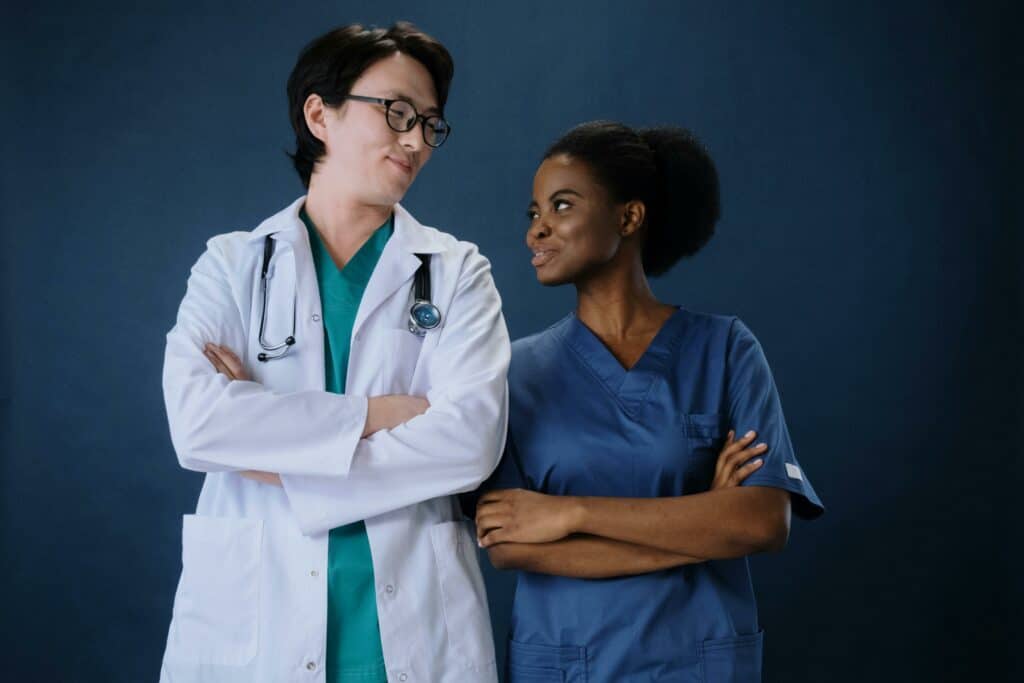 A nurse and a doctor relates together well